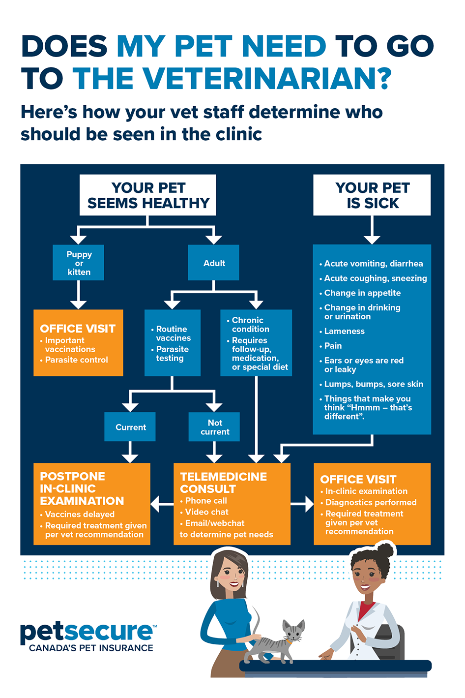 Pet vet visit infographic This infographic outlines various reasons that mean your pet should go to the veterinarian.